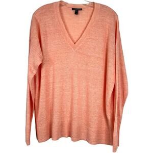 Eileen Fisher Women's Pink/Peach Top Long Sleeves 100% Organic Linen Size SP